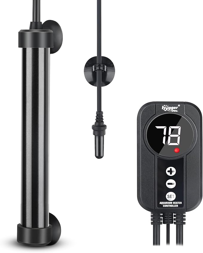 hygger Marine Aquarium Heater 50W 100W 200W 300W 500W,Titanium Heater with Temperature Calibration,Digital LED Controller,Temperature Probe,Submersible Fish Tank Heater for Saltwater Freshwater Tank