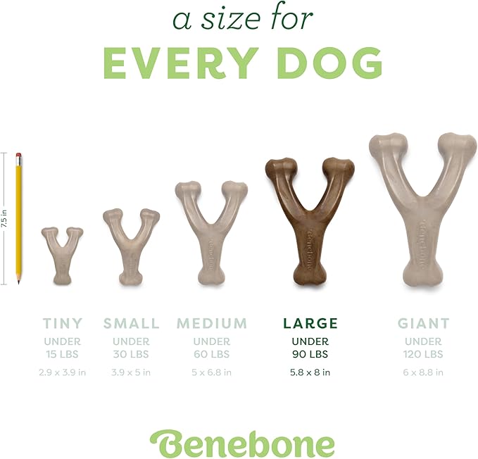 Benebone Wishbone Durable Dog Chew Toy for Aggressive Chewers, Real Peanut, Made in USA, Large