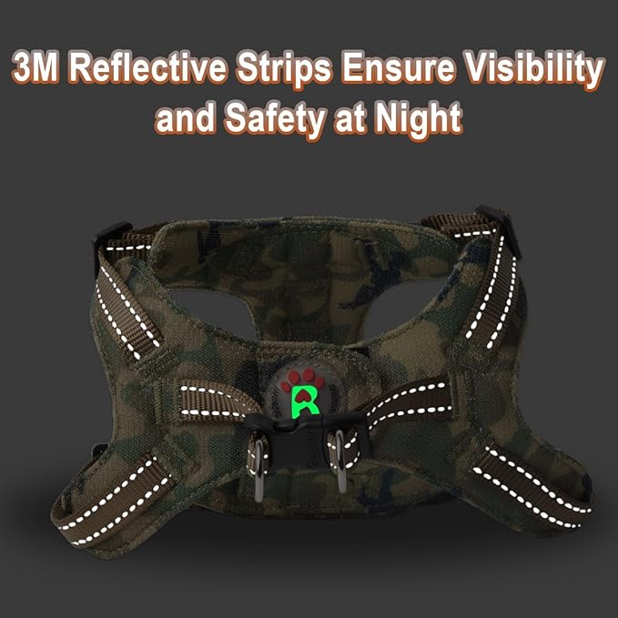 Dog Harness Step in Dog Vest Harness, Reflective Adjustable Puppy No Pull Harness Breathable Soft for Small and Medium Dogs Cats, Camo, S