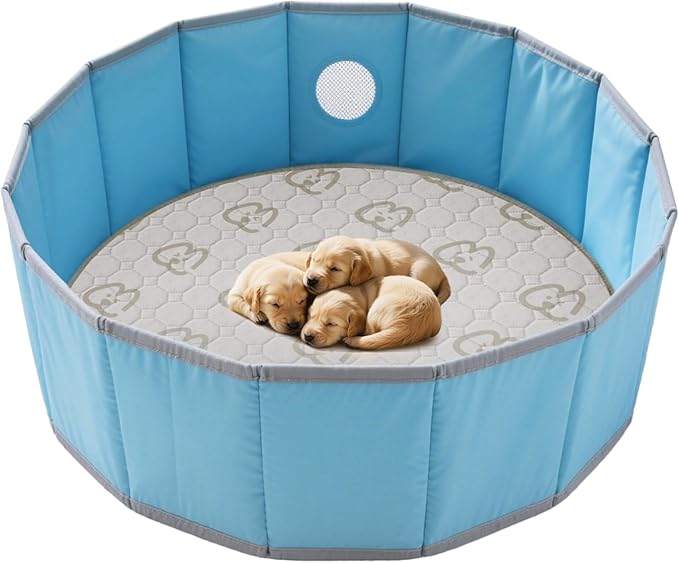 FXW Washable Pee Pads for Dogs, Puppy Pads with Super Absorbent, Specifically Designed for Whelping Box, 47" Round, Khaki, 1 Pack