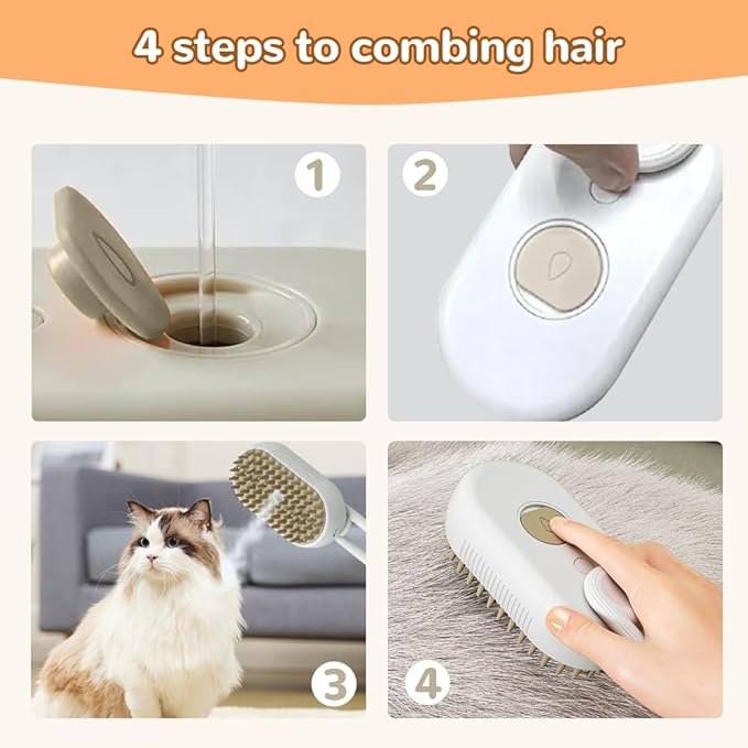Pet Steam Groomer Brush Electric,2025 Electric Cat Grooming Brush for Massaging and Cleaning Shedding Pets Hair,3 in 1 Pet Steam Brushes Hair Removal Comb for Cats Dogs (2PCS)