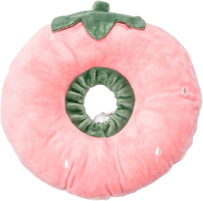 Adjustable Cat Recovery Collar Soft,Cute Pet E-Collar Neck Cone After Surgery Wound Healing Protective Cone Fit for Kitties, Small Dogs(ELC05-strawberry-m)