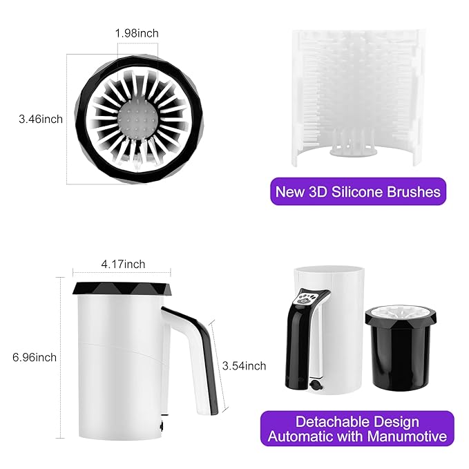 MYPIN Rechargeable Automatic Dog Paw Cleaner, Black - Portable Pet Paw Washer Cup with Soft Silicone Brush, 7.4V High Power, Suitable for Big Dog and Cat Grooming