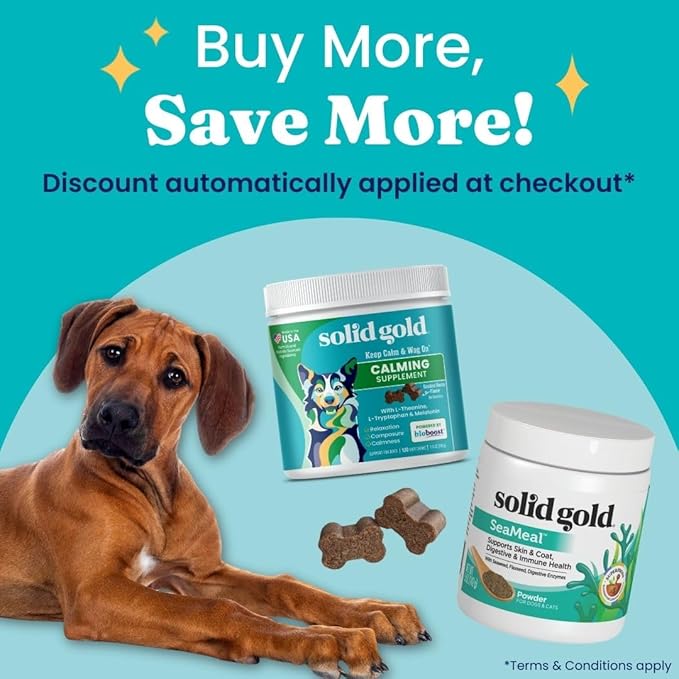 Solid Gold Cat & Dog Multivitamin Powder - Kelp Powder, Omega 3 & Vitamins for Dental, Digestive, Immune, Skin & Coat Health - Multi Vitamin for Dogs & Cats - Cat & Dog Food Additive Supplement - 5oz