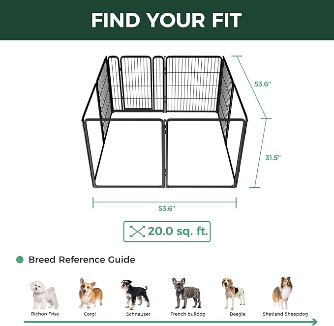 FXW Homeplus Unleashed Indoor Dog Playpen - Stress-Free and Safe Play, Heavy Duty 32 Inch 4 Acrylic Panels + 4 Wire Panels Dog Pen for Small and Medium Dogs, Black│Patented