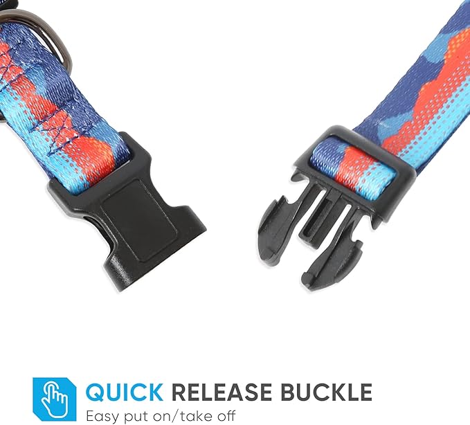 HEELE Dog Collar, Adjustable Soft Dog Collar for Small Medium Large Dogs,Floral Patterned Puppy Collars with Quick Release Buckle XS Length 8.5''-11''