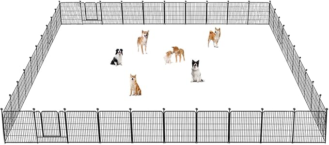 Dog Playpen 32 inch 40 Panels Indoor Outdoor Dog Pen for Medium/Small Dogs Heavy Duty Metal Dog Fence Outdoor for Yard, Puppy Playpen with Door Portable Pet Fence for RV Camping Yard