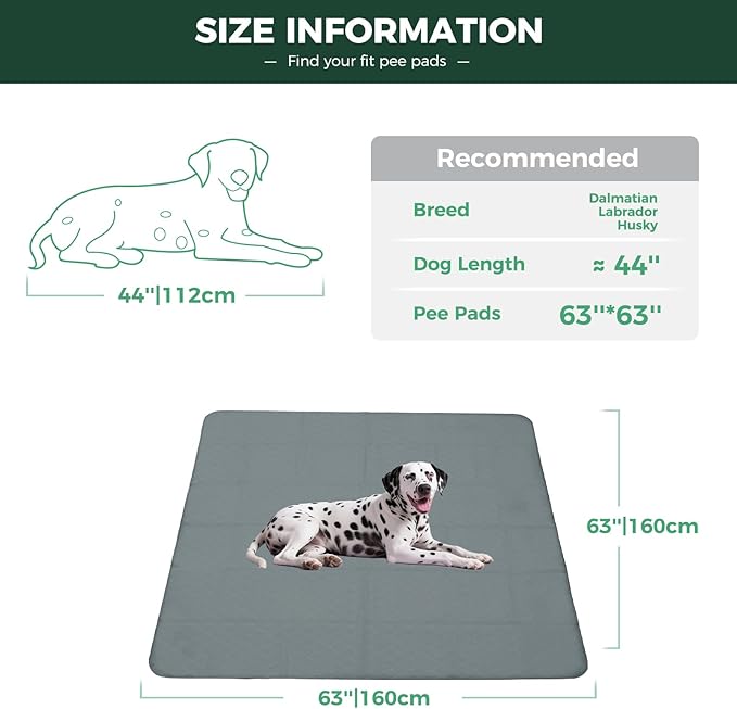 FXW Washable Pee Pads for Dogs, Puppy Pads with Super Absorbent, Specifically Designed for FXW Rollick/Homeplus 24inch 8 Panels Dog Playpen, 63" Square, Gray, 1 Pack