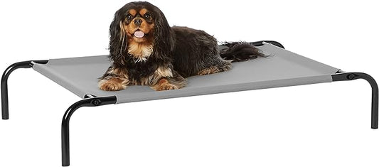 Amazon Basics Cooling Breathable Elevated Dog Bed with Metal Frame for Small Dogs, 36 x 22 x 7.5 Inch, Grey