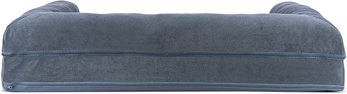 Furhaven Cooling Gel Dog Bed for Large Dogs w/ Removable Bolsters & Washable Cover, For Dogs Up to 95 lbs - Sherpa & Chenille Sofa - Orion Blue, Jumbo/XL