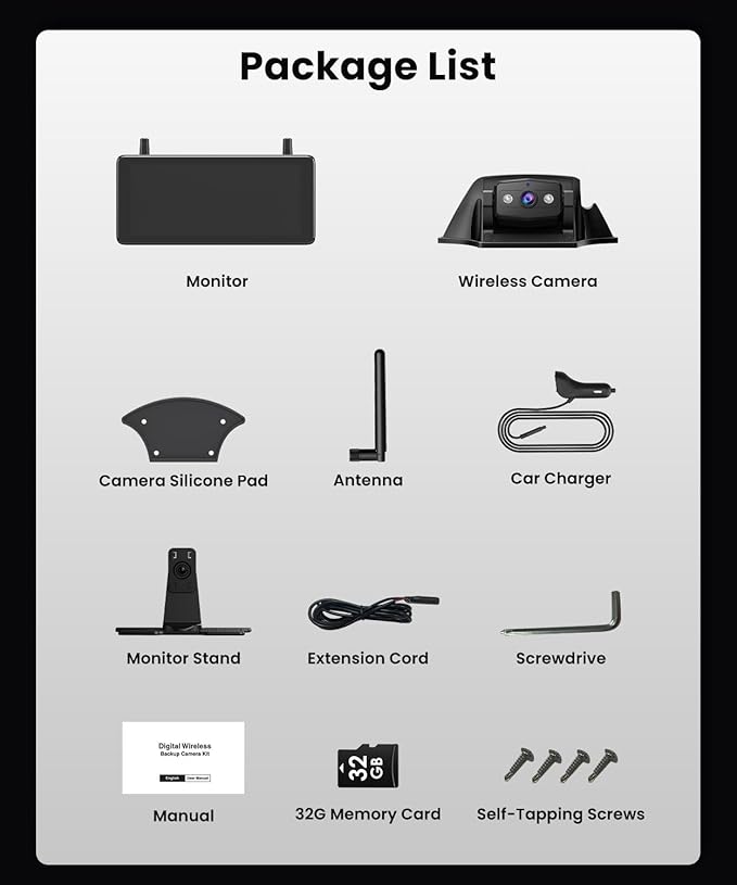 AUTO-VOX RV Backup Camera Wireless Plug and Play: Pre-Wired for Furrion System, IR Night Vision, HD 1080P 7.2'' DVR 3-Channels, Stable Signal & Wide Angle Rear View Camera for Trailer Camper Motorhome