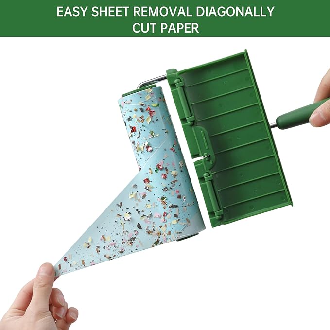 Floor Lint Rollers Pet Hair Extra Sticky with Retractable Long Handle,Large Cat Dog Hair Remover Laundry Clothes Carpet Furniture,6.3 inches Wider with 640 Sheets Giant Lint Remover Brush for Couch