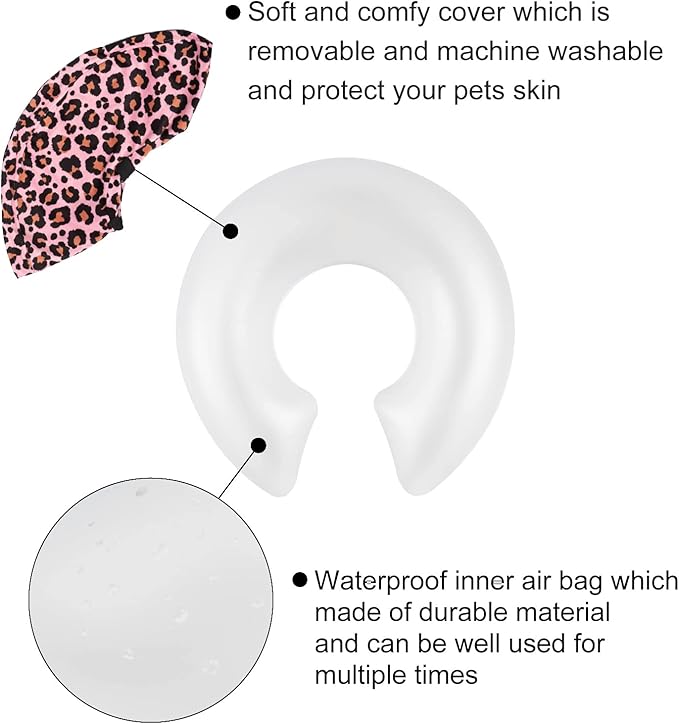 CuteBone Inflatable Dog Neck Donut with Removable Soft Fleece Covers for Small/Medium/Large Dogs and Cats After Surgery GWB10XL
