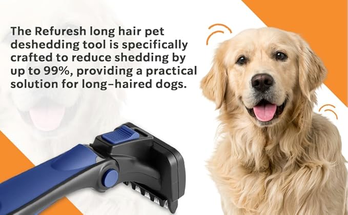 Deshedding Dog Brush for Long Hair (Medium,Red) – Gentle Deshedding tool for Dogs & Cats – Reduces shedding, without damaging topcoat. Removes Loose Fur & Dead Undercoat.