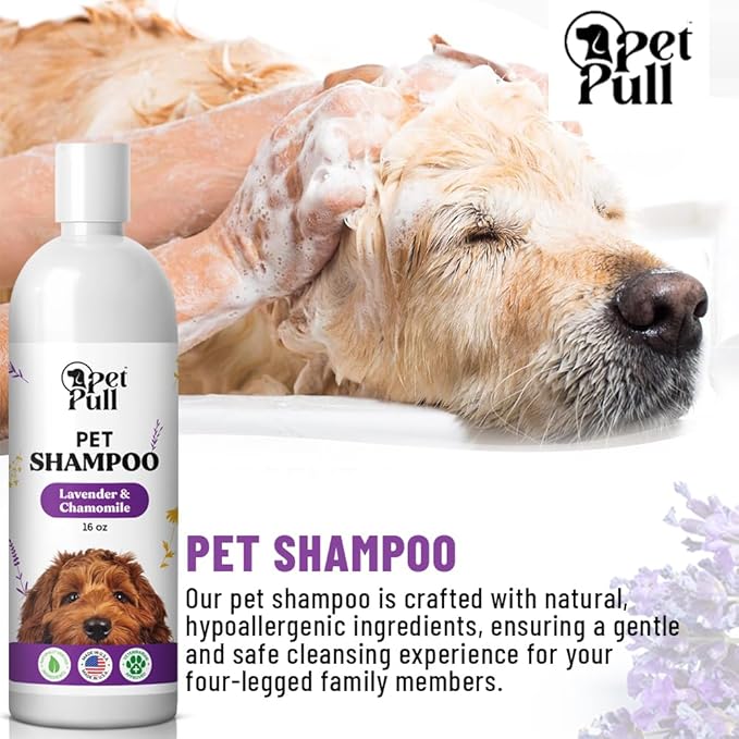 Pet Shampoo for Dogs - Plant-Based Dog Shampoo Cleanser - Dog Wash Pet Supplies for Pets with Lavender and Chamomile Scent - Safe and Gentle Sensitive Skin Dog Shampoo - Made in The USA 16oz