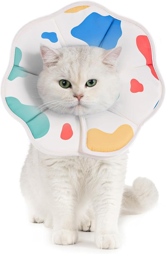 Avont Soft Cat Recovery Cone Collar, Adjustable Lightweight Kitten E-Collar for Small Dogs, Comfortable Neck Donut Stop Licking Scratching After Surgery -Cow(XS)