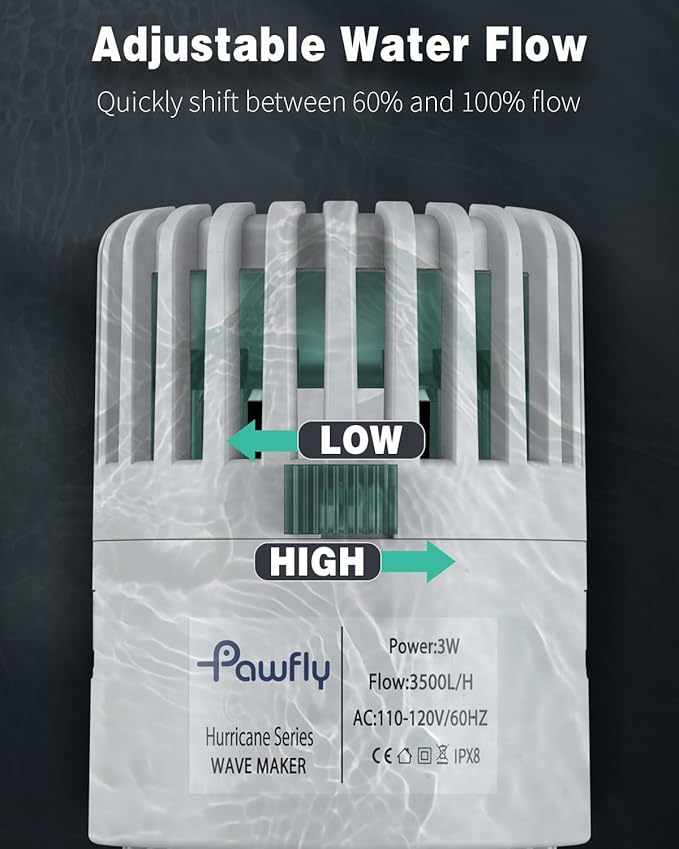 Pawfly Wave Maker for Aquarium, 800 GPH 3W Aquarium Powerhead, Quiet Submersible Wavemaker for Fish Tanks up to 50 Gallons, Water Circulation Pump with Strong Suction Cup Base