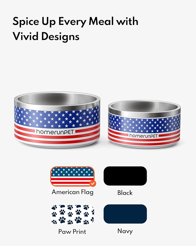 Dog Bowl, HomeRunPet Dog Food Water Bowl with Non-Slip Rubber Base, Metal Insulated Stainless Steel Dog Bowls, Double Wall Dog Bowl for Small Medium Large Dogs, Durable, Dishwasher Safe, 64oz