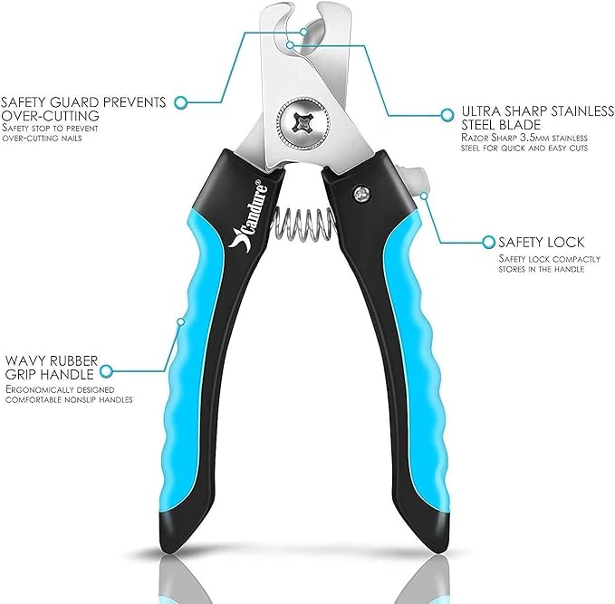 Candure Dog Nail Clippers and Trimmer with Safety Guard to Avoid Over-Cutting Toe Nails Professional Grooming Pet Nail Clipper with Nail File for Small Medium-Large Breeds