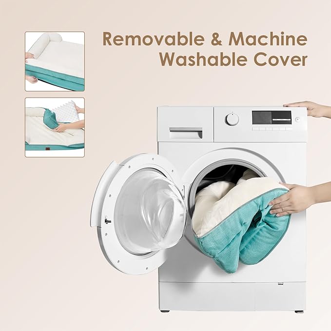 EHEYCIGA Orthopedic Dog Beds for Extra Large Dogs, Waterproof Memory Foam XXL Dog Bed with Sides, Non-Slip Bottom and Egg-Crate Foam Big Pet Couch Bed with Washable Removable Cover, Turquoise Blue