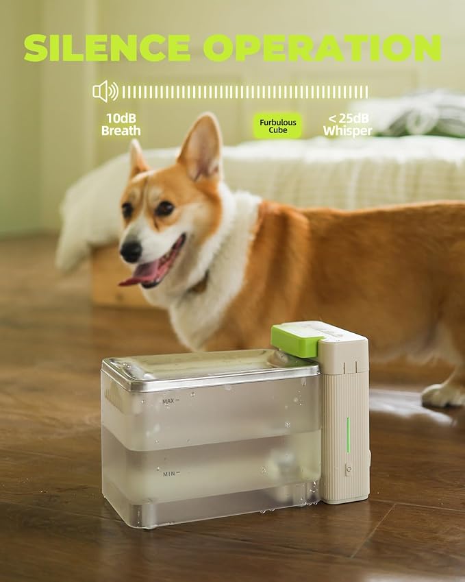 Furbulous 316 Stainless Steel Automatic Water Fountain with Ultrafiltration Tech, 3.3L/112oz Large Bowl, Ultra-Quiet, BPA-Free Dish Two Modes Water Dispenser for Cats/Medium Dogs/Pets (Black)