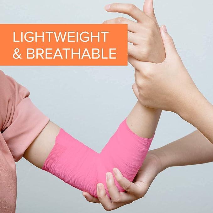 California Basics, Self Adhesive Bandage Wrap, 2 Inch by 5 Yards Non Woven Cohesive Bandage Rolls, 24 Pack, Vet/Stretch Wrap, Multi Colored Neon Medical Athletic Tape for Wrist, Waterproof