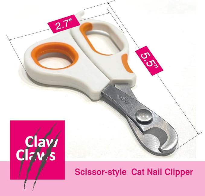 Cat Scissor-Style Nail Clipper, Toenail Trimmer with Razor Sharp Stainless Steel Blades and Anti-Slip Handle, for Small to Medium Pets, Cats