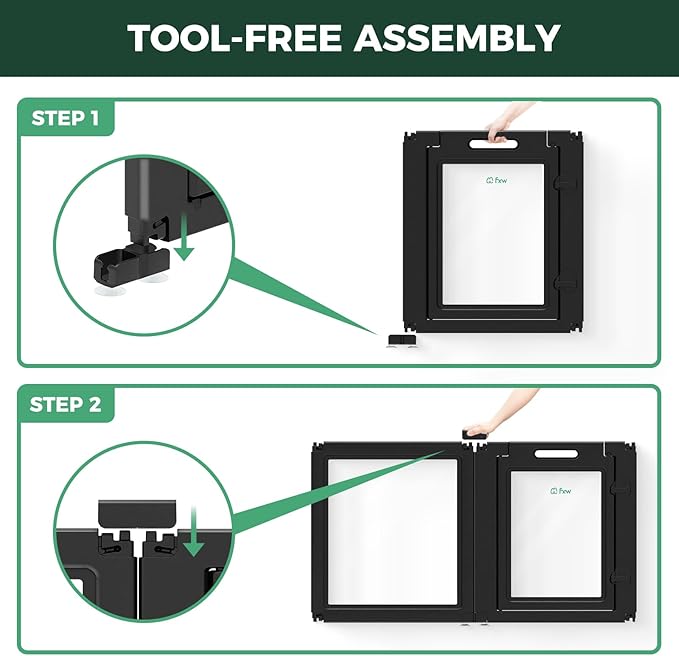 FXW AuraSpace Acrylic Indoor Unleashed Dog Playpen for Puppies and Small Dogs, 24 Inch, 10 Panels, Black