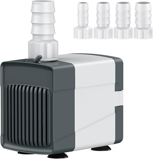 Pawfly 210 GPH Fountain Pump, 15 W Submersible Water Pump with 5.2 ft. High Lift and 4 Nozzles, Quiet Water Fountain Pump for Aquarium Fish Tank Waterfall Pond & Hydroponics