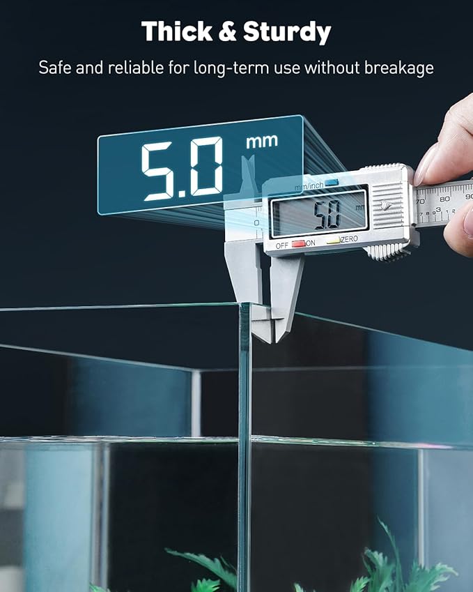 Pawfly 5 Gallon Fish Tank Ultra Clear Rimless Glass Aquarium Kit with Extendable LED Light Internal Filter Magnetic Brush & Thermometer Stickers Rectangular Glass Fish Tank Kit for Betta Shrimp Plants