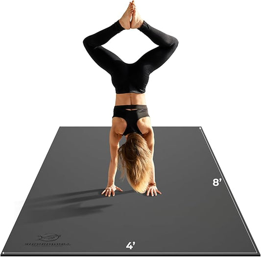 8FT x 4FT Extra Large Exercise Mat - PVC Floor Workout Mat with Carry Bag, Cleaning Cloth - Non slip Thick Workout Mats for Home Gym Flooring, Fitness Training Mat for Weights Pilates Cardio