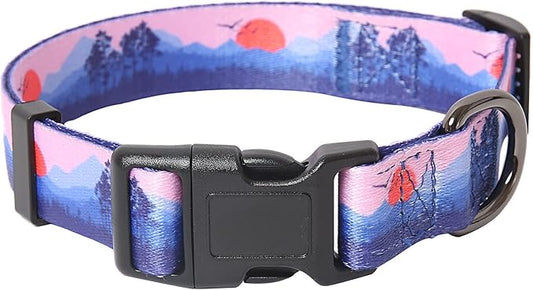 HEELE Dog Collar, Adjustable Soft Dog Collar for Small Medium Large Dogs,Floral Patterned Puppy Collars with Quick Release Buckle L Length 15.94''-25.59'