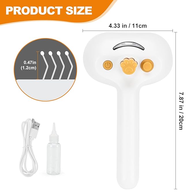 Pet Steam Brush for Cats and Dogs, 4-in-1 Spray Hair Removal Comb, Cat Brush for Shedding and Grooming for Long & Short Haired Pets