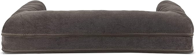 Furhaven Orthopedic Dog Bed for Large/Medium Dogs w/ Removable Bolsters & Washable Cover, For Dogs Up to 55 lbs - Sherpa & Chenille Sofa - Coffee, Large