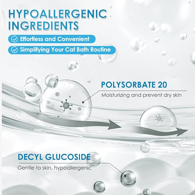 Mooncat Waterless Cat Shampoo for Longhair Cats | Licking Safe No-Rinse Dry Foam Bath for Detangling Matted Fur | Gentle Formula for Kittens & Sensitive Skin, pH Balanced - 5oz