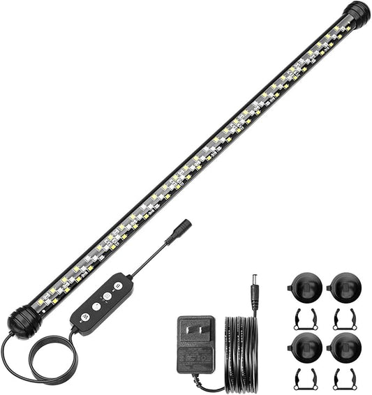 Led Aquarium Light with Timer, Submersible Aquarium Plant Light, Fish Tank Light with Auto On/Off, 3 Lighting Modes, Adjustable Brightness (18.9 in for 20-35inch Planted Tank), 10W