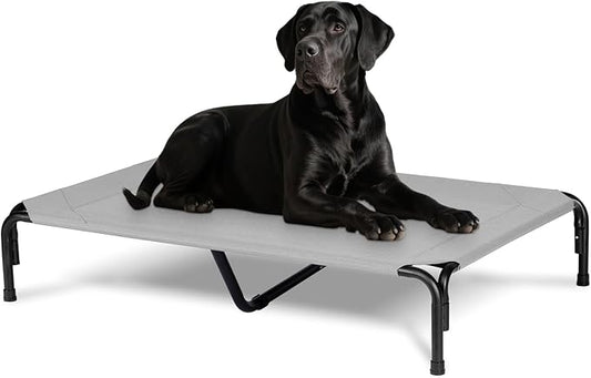 Elevated Dog Bed for Outdoor, XXL Raised Dog Cot Indestructible with Washable Mesh, Cooling Summer Pet Cot Chew Proof for Outside Camping Travel, 51 inch Grey