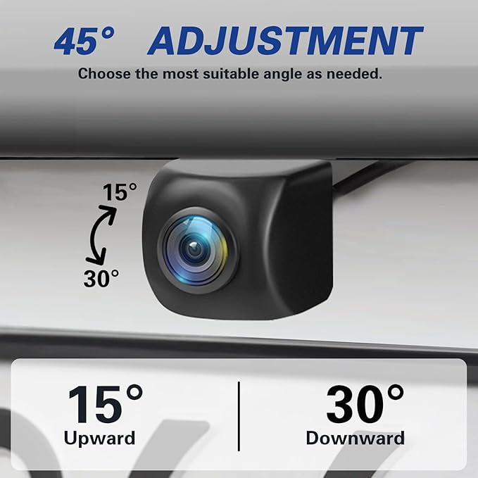 Kairiyard License Plate Backup Camera with 5in Monitor, 170 Degree Wide Angle DIY Grid Lines Waterproof Reverse Rear View Camera Systems for Truck Car Trailer SUV