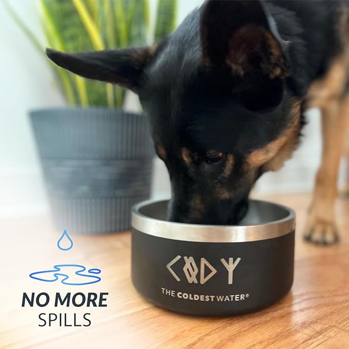 Coldest Dog Bowl - Anti Rust Metal, Non Slip, 3 Layers Insulated Stainless Steel Dog Bowls - Spill Proof & Heavy Duty - Water Bowl for Dogs, Cats & Pets, Dish Washer Safe (64 oz, Crimson Red)