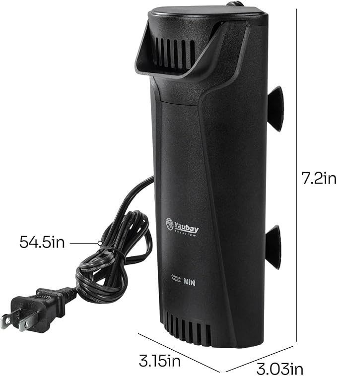 Quiet Internal Aquarium Filter, 3-Stage Bio-Filtration Low-Level Waterfall Small Power Filter with Protective Grate for Up to 10 Gallon Fish Turtle Shrimp Tank Filtration (Filter) (Filter)