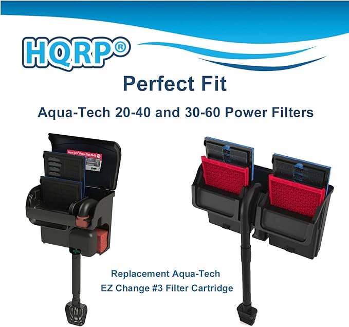 HQRP 6-Pack Aquarium Filter Compatible with Aqua-Tech for EZ-Change # 3 Filter Cartridge Fits Aqua-Tech 20-40 and 30-60 Power Filters