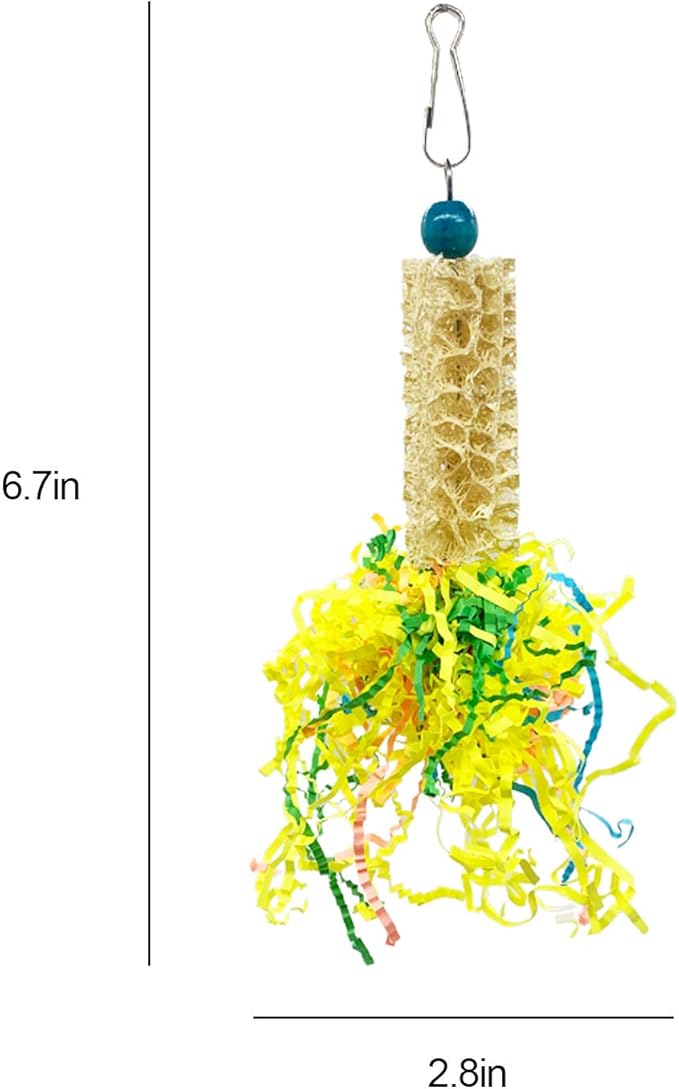 EBaokuup Bird Parrots Shredding Toys Parakeet Chewing Toys Bird Loofah Toys Parrot Cage Shredder Toys Bird Foraging Hanging Toys Bird Accessories for Parrots Lovebird Cockatiel Conure African Grey