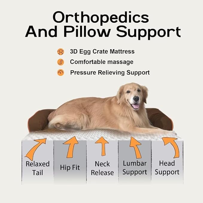 Dog Bed Medium Size Dog-Orthopedic Waterproof Bed for Dogs,Foam Couch Sofa with Washable Removable Cover & Non-Slip Bottom-Coffee