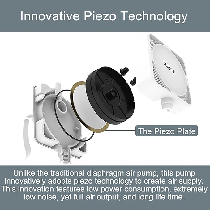 Mini Air Pump for Aquarium, Quiet Air Bubbler with Air Stone Air Tubing Clip, Oxygen Aerator for 1-15 Gallon Fish Tank, 1.3 Watt, 450 ML/min