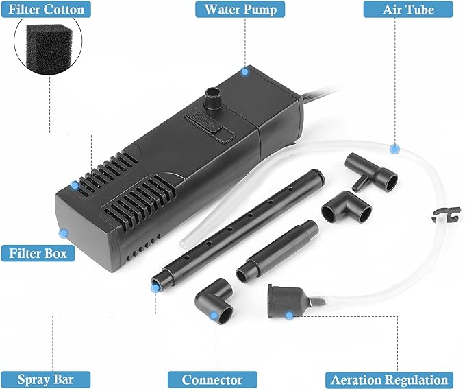 FEDOUR Submersible Aquarium Internal Filter, Filter with Water Pump for Fish Tank up to 35 Gallon (for 1-10 Gallon)