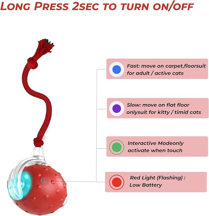 Interactive Cat Toys Ball - 2025 New Gen with 360° Auto-Rotation Smart Obstacle Avoidance,Includes 4 Cat Spiral Spring,Ideal Kitten Toys for Bored Indoor Cats (Yellow, Cat Toy Ball)