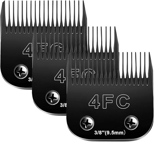 4F Blades Dog Grooming Blades Compatible with Andis/Oster A5/Wahl KM-10 Series Dog Clippers,Detachable Clipper Replacement Blade,Black(4FC/3PCS)