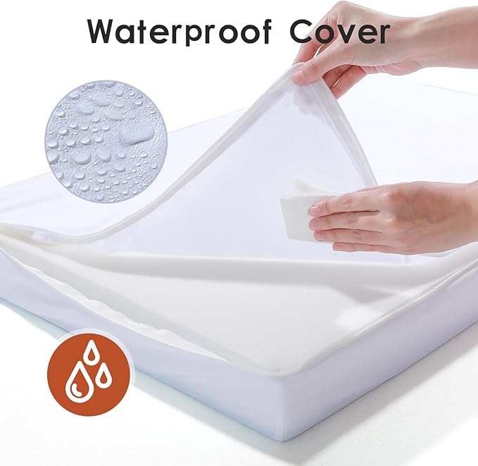 Chew Proof Dog Bed, 3" Memory Foam Dog Bed for Medium and Large Dogs, Removable and Washable Microsuede Cover, Waterproof Liner, Nonskid Bottom, 36x27 Inches L Khaki