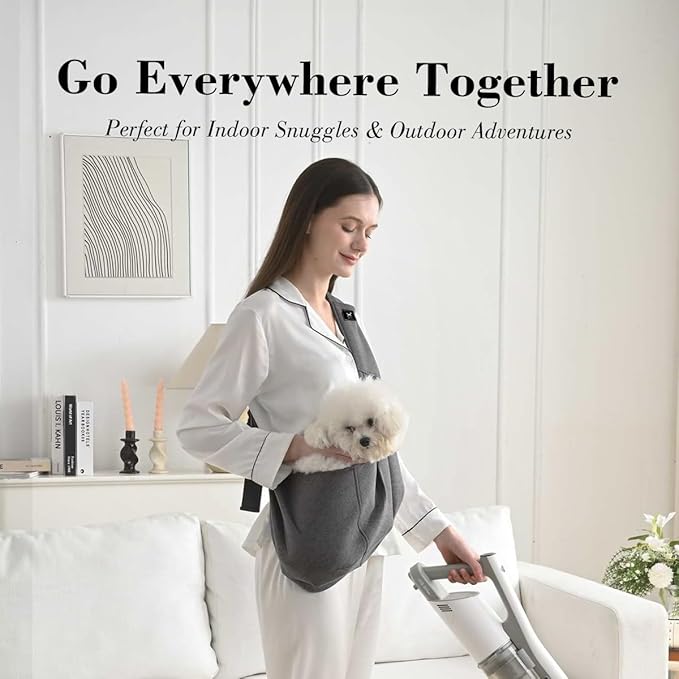 Dog & Cat Carrier Sling, Adjustable Soft Padded Shoulder Puppy Carrier, Hands-Free Dog Carrier Bag with Double Safety Buckles Premium Material for Outdoor Travel (Dark Gray, M)