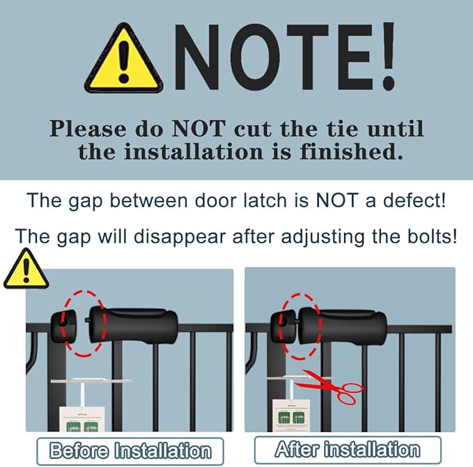 Black Baby Gate 29-34 Inch Wide Walk Through Pressure Mounted Safety Gate with Door No Drill Tension Metal Gate for Dog Cat and Toddler